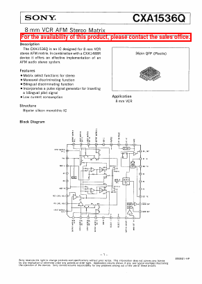 CXA1536Q Datasheet PDF Sony Semiconductor