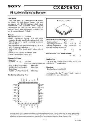 CXA2094 Datasheet PDF Sony Semiconductor