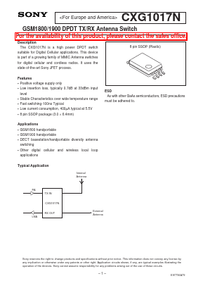 CXG1017 Datasheet PDF Sony Semiconductor
