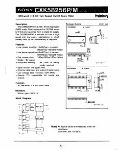 CXK58256P-10L Datasheet PDF Sony Semiconductor