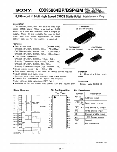 CXK5864BP-12LL Datasheet PDF Sony Semiconductor