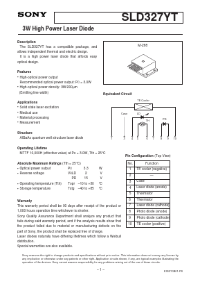 SLD327YT Datasheet PDF Sony Semiconductor