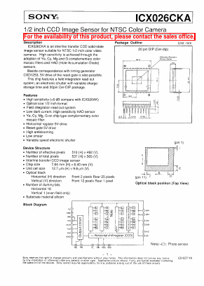 ICX026CKA Datasheet PDF Sony Semiconductor