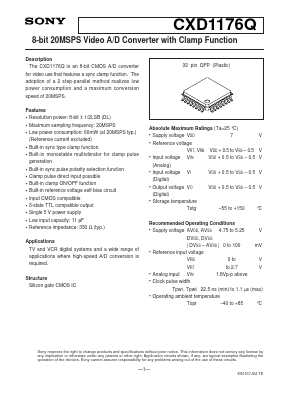 CXD1176Q Datasheet PDF Sony Semiconductor