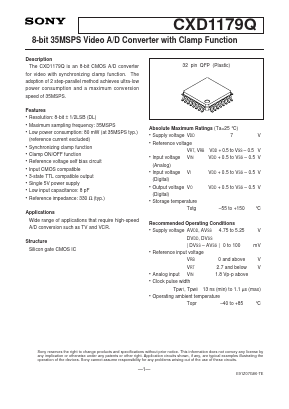 CXD1179 Datasheet PDF Sony Semiconductor
