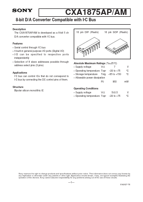 CXA1875 Datasheet PDF Sony Semiconductor