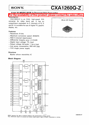 CXA1260Q Datasheet PDF Sony Semiconductor