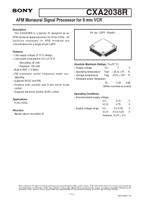 CXA2038R Datasheet PDF Sony Semiconductor