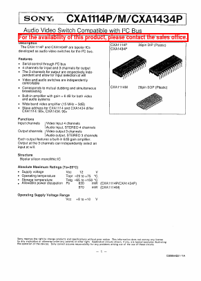 CXA1114P Datasheet PDF Sony Semiconductor