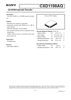 CXD1198AQ Datasheet PDF Sony Semiconductor