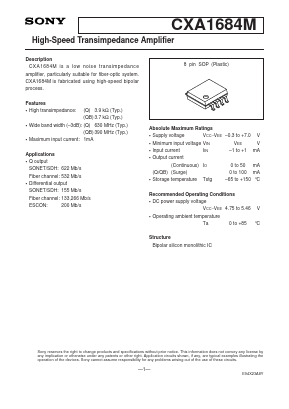 CXA1684M Datasheet PDF Sony Semiconductor