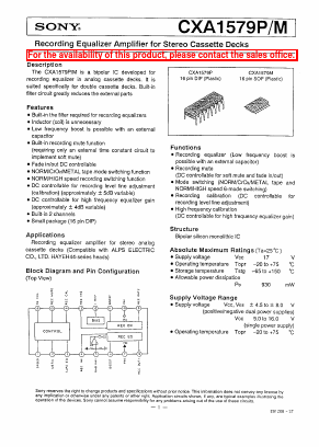 CXA1579M Datasheet PDF Sony Semiconductor