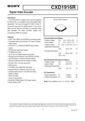 CXD1916R Datasheet PDF Sony Semiconductor