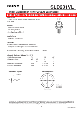 SLD231VL Datasheet PDF Sony Semiconductor