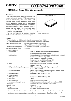 CXP87940 Datasheet PDF Sony Semiconductor