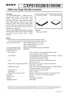 CXP81960M Datasheet PDF Sony Semiconductor
