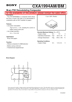 CXA1994BM Datasheet PDF Sony Semiconductor