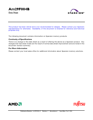AM29F004BB-70JE Datasheet PDF Spansion Inc.