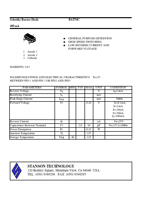 BAT54C Datasheet PDF STANSON TECHNOLOGY