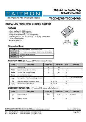 TSCD024WS Datasheet PDF TAITRON Components Incorporated