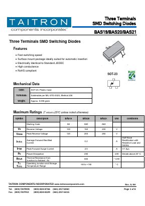 BAS19 Datasheet PDF TAITRON Components Incorporated