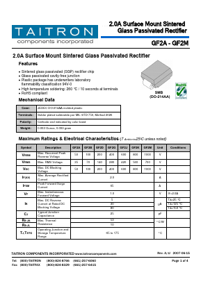 GF2A Datasheet PDF TAITRON Components Incorporated