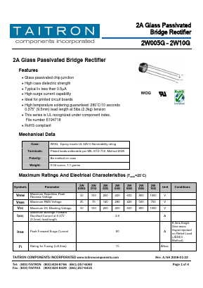 2W04G Datasheet PDF TAITRON Components Incorporated