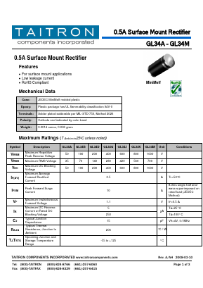 GL34K Datasheet PDF TAITRON Components Incorporated