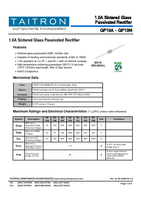 GP10K Datasheet PDF TAITRON Components Incorporated
