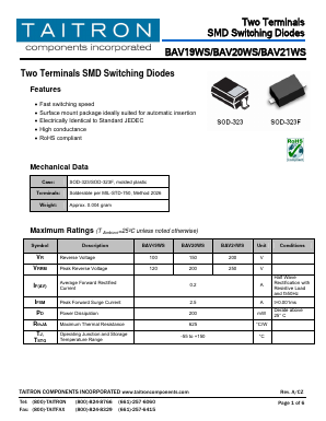 BAV19WS Datasheet PDF TAITRON Components Incorporated