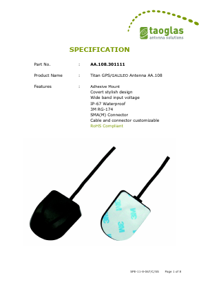 AA108301111 Datasheet PDF Taoglas antenna solutions