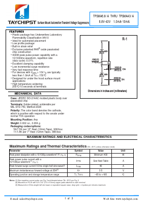 TPSMA11A Datasheet PDF Shenzhen Taychipst Electronic Co., Ltd