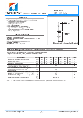 6A05 Datasheet PDF Shenzhen Taychipst Electronic Co., Ltd