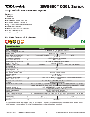 SWS600L-3 Datasheet PDF TDK Corporation