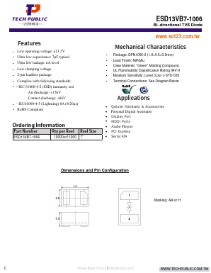 ESD13VB7-1006 Datasheet PDF TECH PUBLIC Electronics co LTD