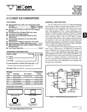 TC7106ARIPL Datasheet PDF TelCom Semiconductor, Inc