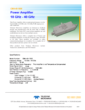 CMA-40-1808 Datasheet PDF Teledyne Technologies Incorporated