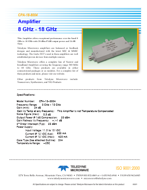 CPA-18-8004 Datasheet PDF Teledyne Technologies Incorporated