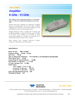 TMA-13-6005 Datasheet PDF Teledyne Technologies Incorporated