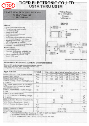 US1A Datasheet PDF Tiger Electronic