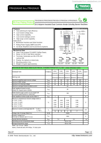 FRH20A045 Datasheet PDF Thinki Semiconductor Co., Ltd.