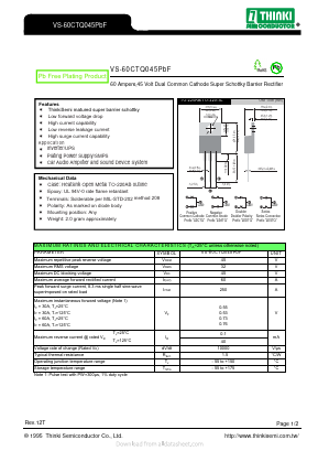VS-60CTQ045PBF Datasheet PDF Thinki Semiconductor Co., Ltd.