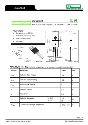 C2073 Datasheet PDF Thinki Semiconductor Co., Ltd.