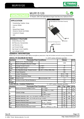 MUR15120 Datasheet PDF Thinki Semiconductor Co., Ltd.