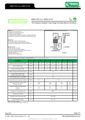 MBR1635 Datasheet PDF Thinki Semiconductor Co., Ltd.