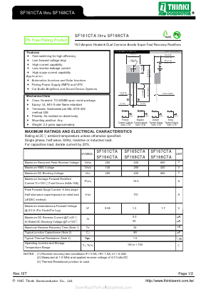 SF168CTA Datasheet PDF Thinki Semiconductor Co., Ltd.