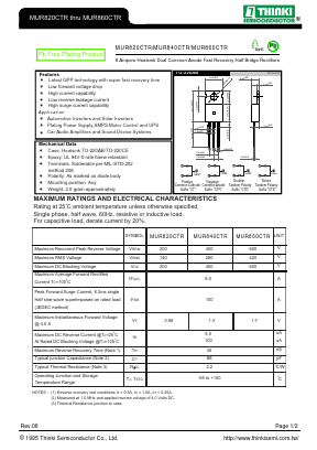 MUR820CTR Datasheet PDF Thinki Semiconductor Co., Ltd.