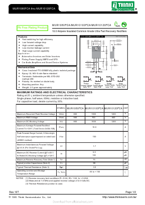 MUR1080FCA Datasheet PDF Thinki Semiconductor Co., Ltd.