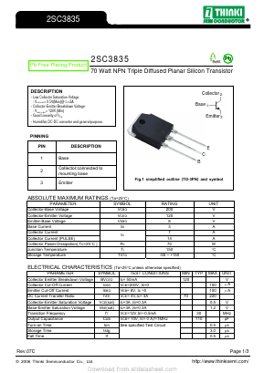2SC3835 Datasheet PDF Thinki Semiconductor Co., Ltd.