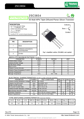 2SC3834 Datasheet PDF Thinki Semiconductor Co., Ltd.
